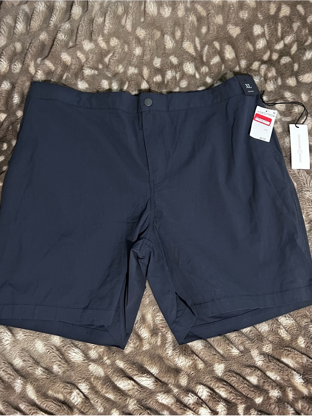 Treasure & Bond Men's Navy Flat Front Casual Shorts